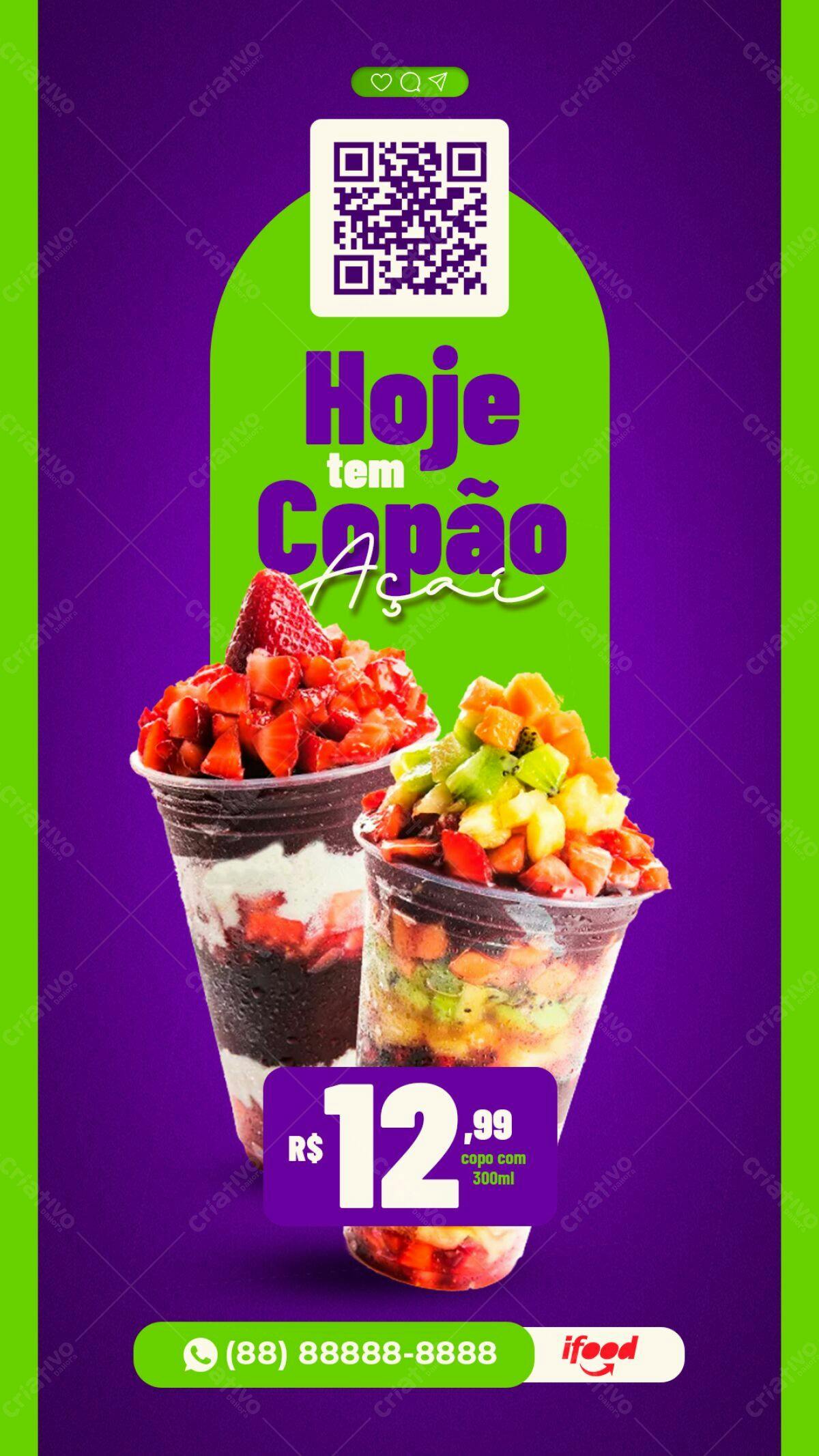 Flyer para Promoção de Açaí PSD Editável