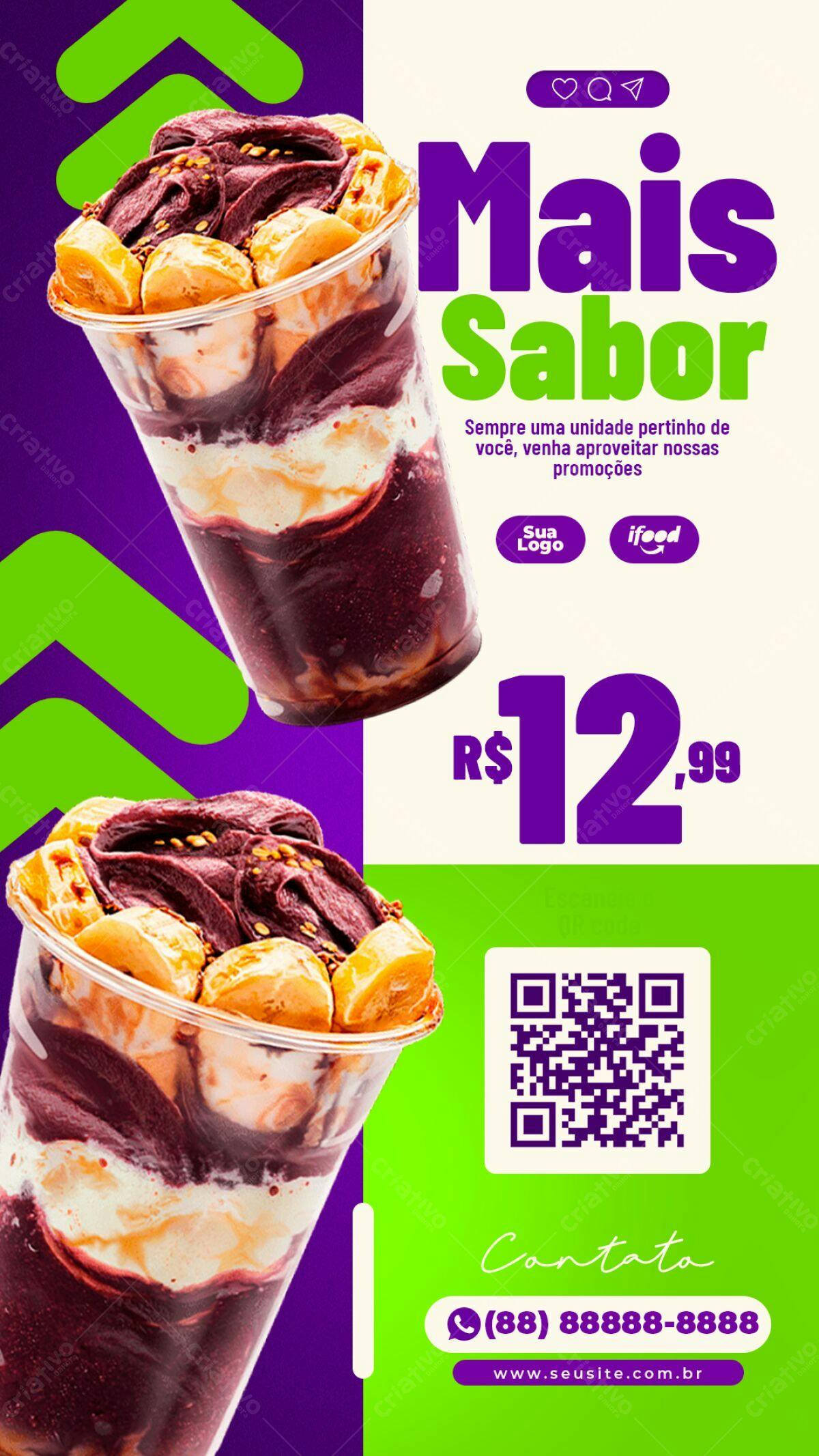 Flyer para Açaí PSD Editável