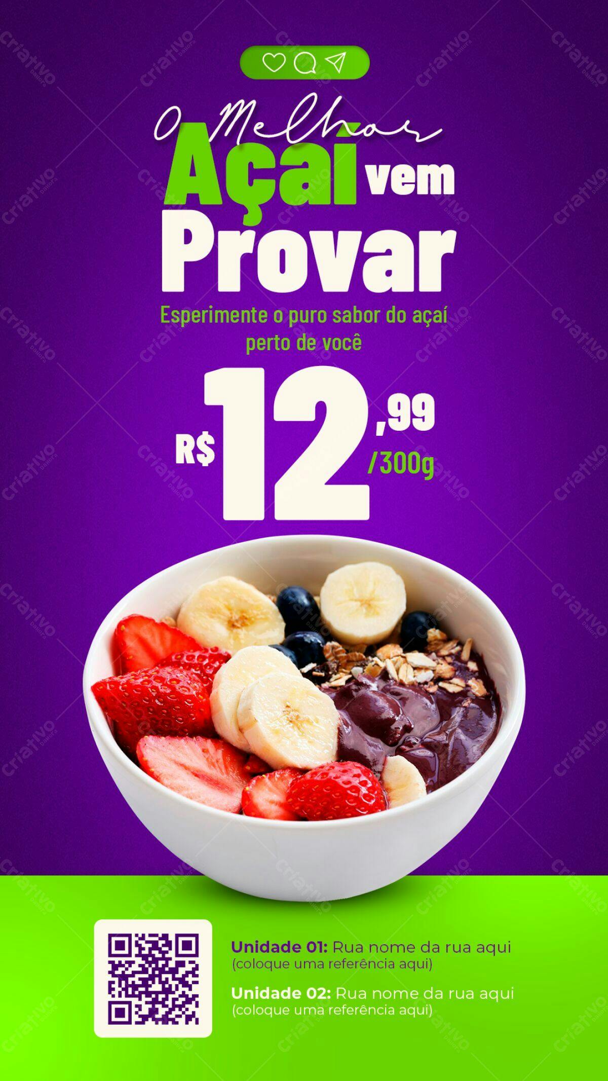 Flyer para Promoção de Açaí PSD Editável