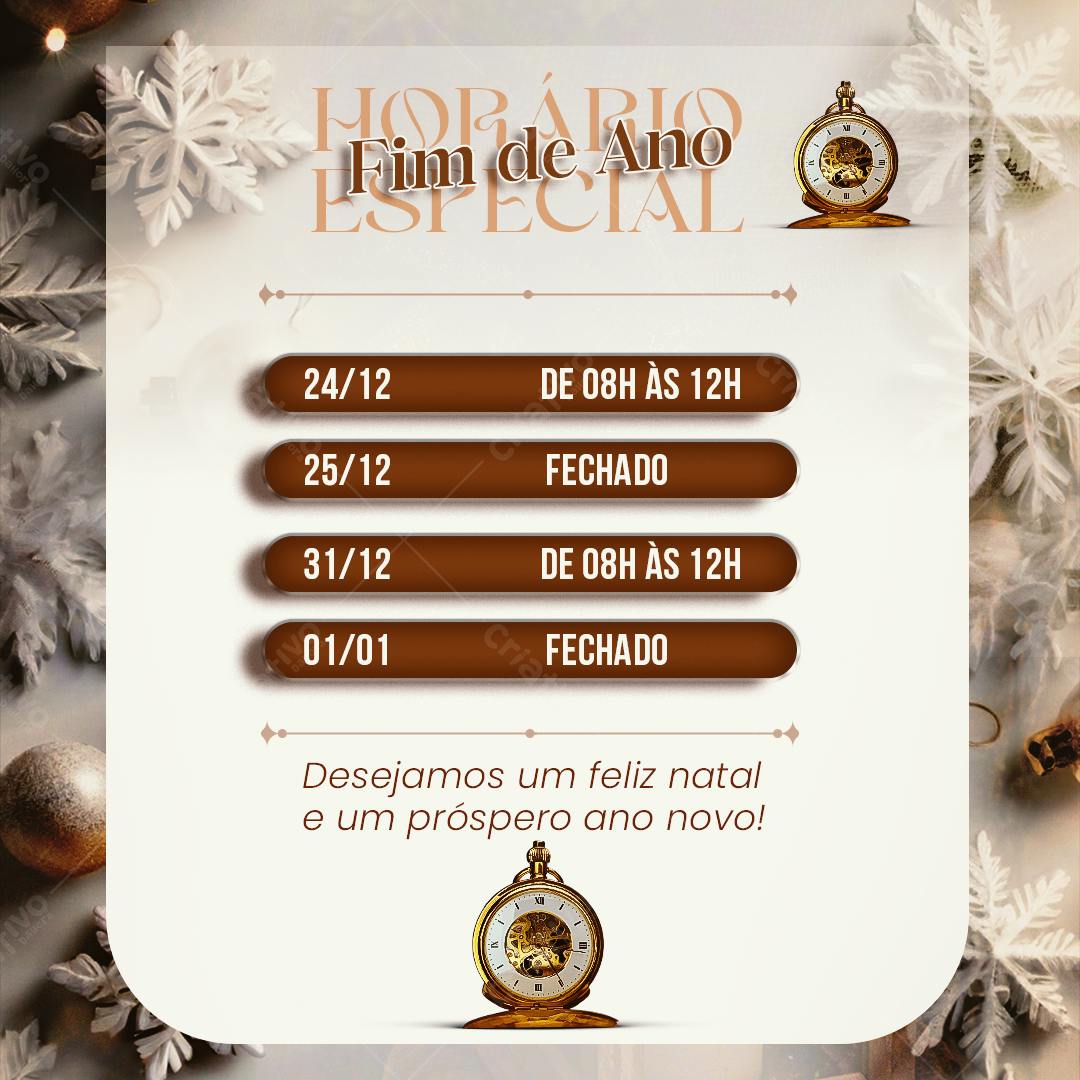 Horários Fim de Ano Especial PSD Editável