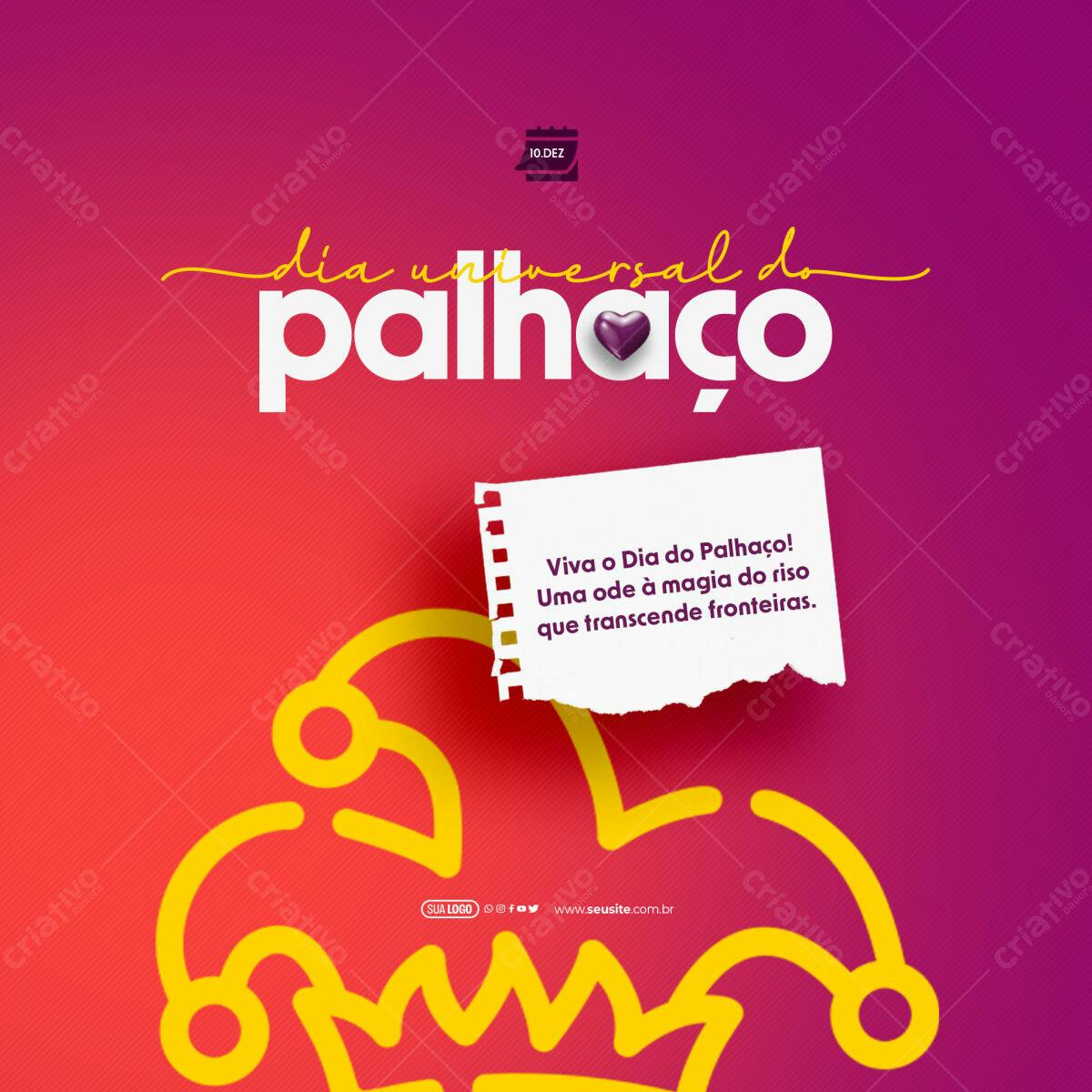 Flyer Dia Universal do Palhaço PSD Editável