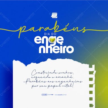 Social media dia do engenheiro construindo sonhos