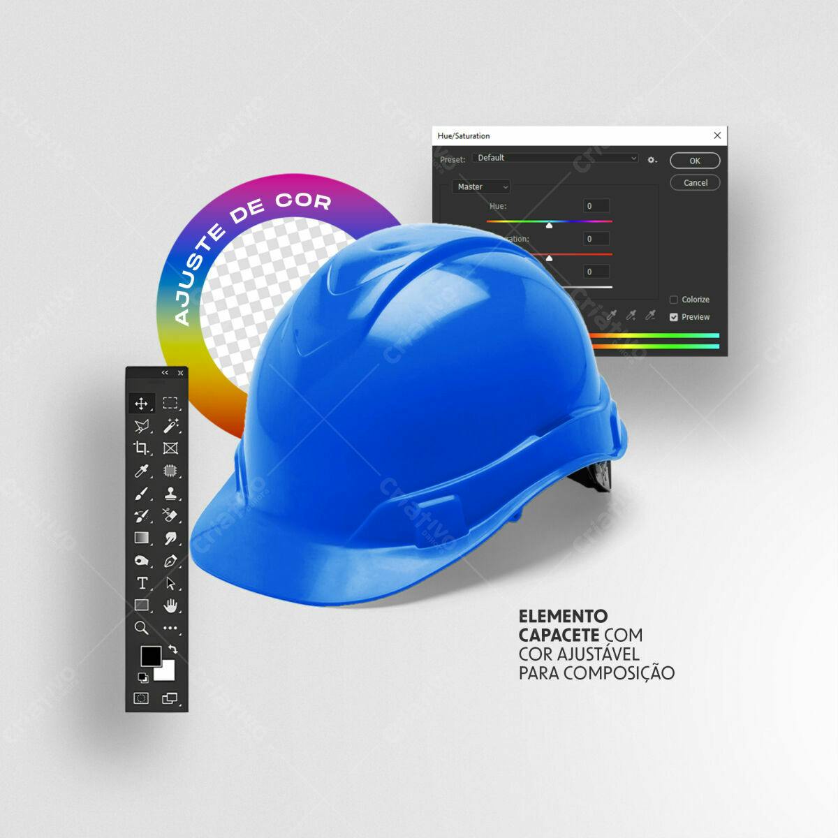 Elemento Capacete Azul PSD Editável
