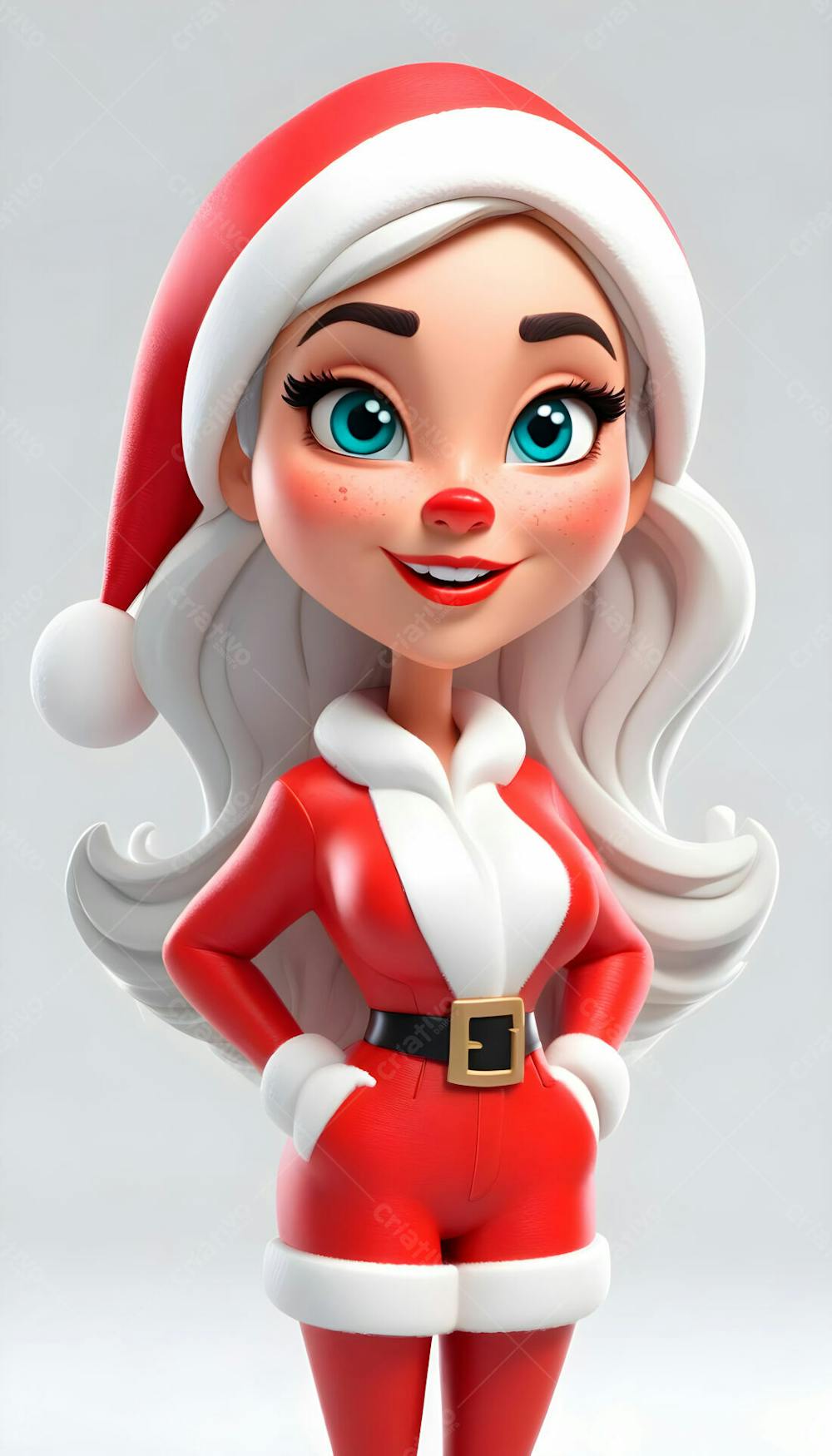 Cartoon De Uma Linda Garota Com Trajes Natalino 3D 13
