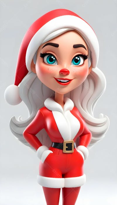 Cartoon De Uma Linda Garota Com Trajes Natalino 3D 13