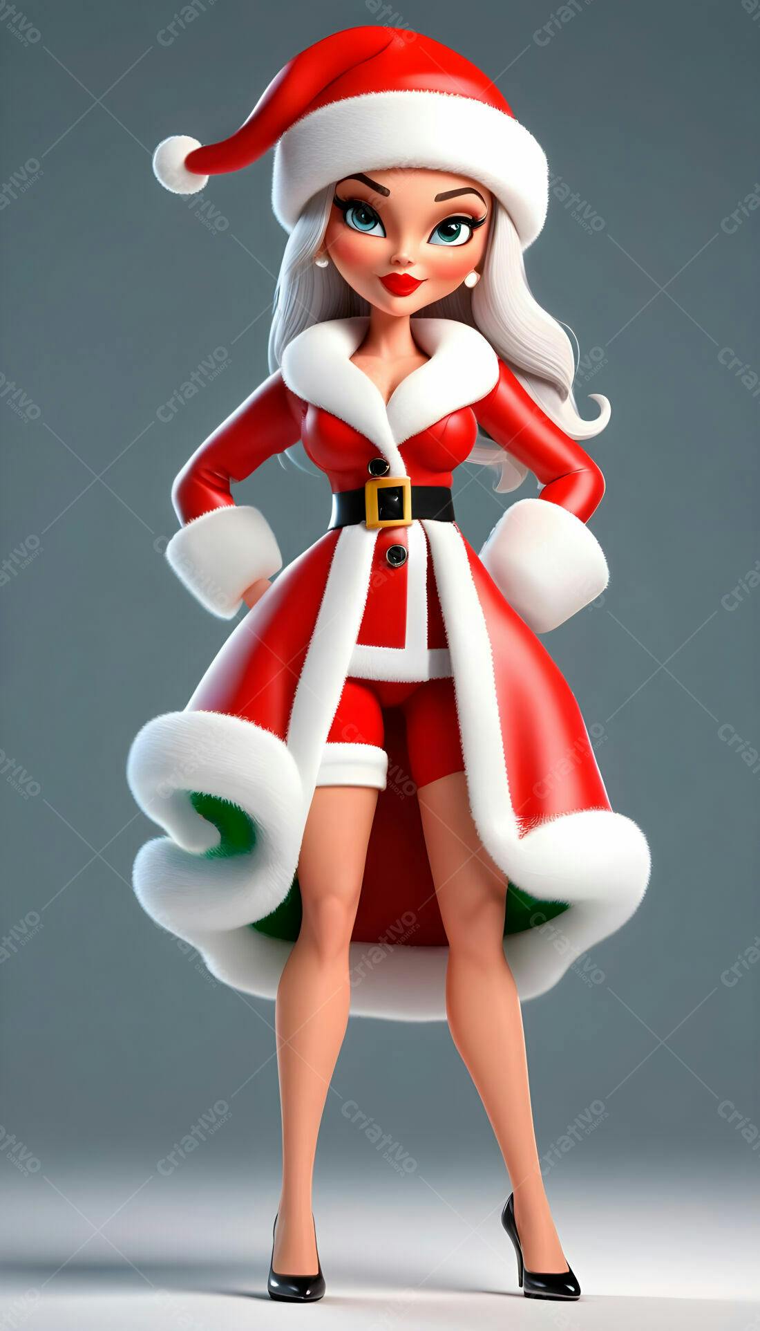 Papai Noel sensual em vestido vermelho