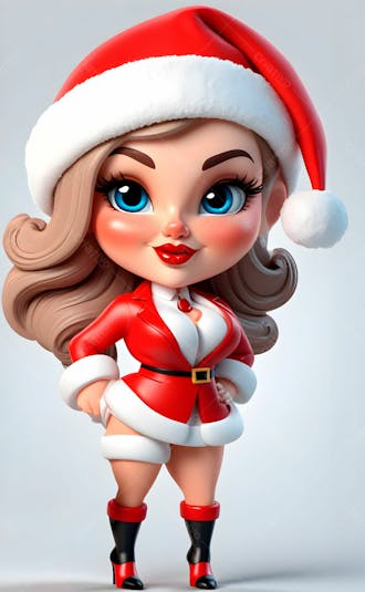Cartoon de uma linda garota com trajes natalino 3d 53