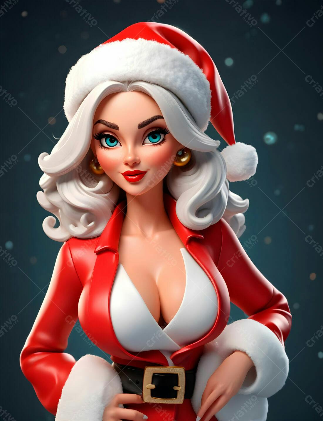 Mulher loira Papai Noel sensual ilustração