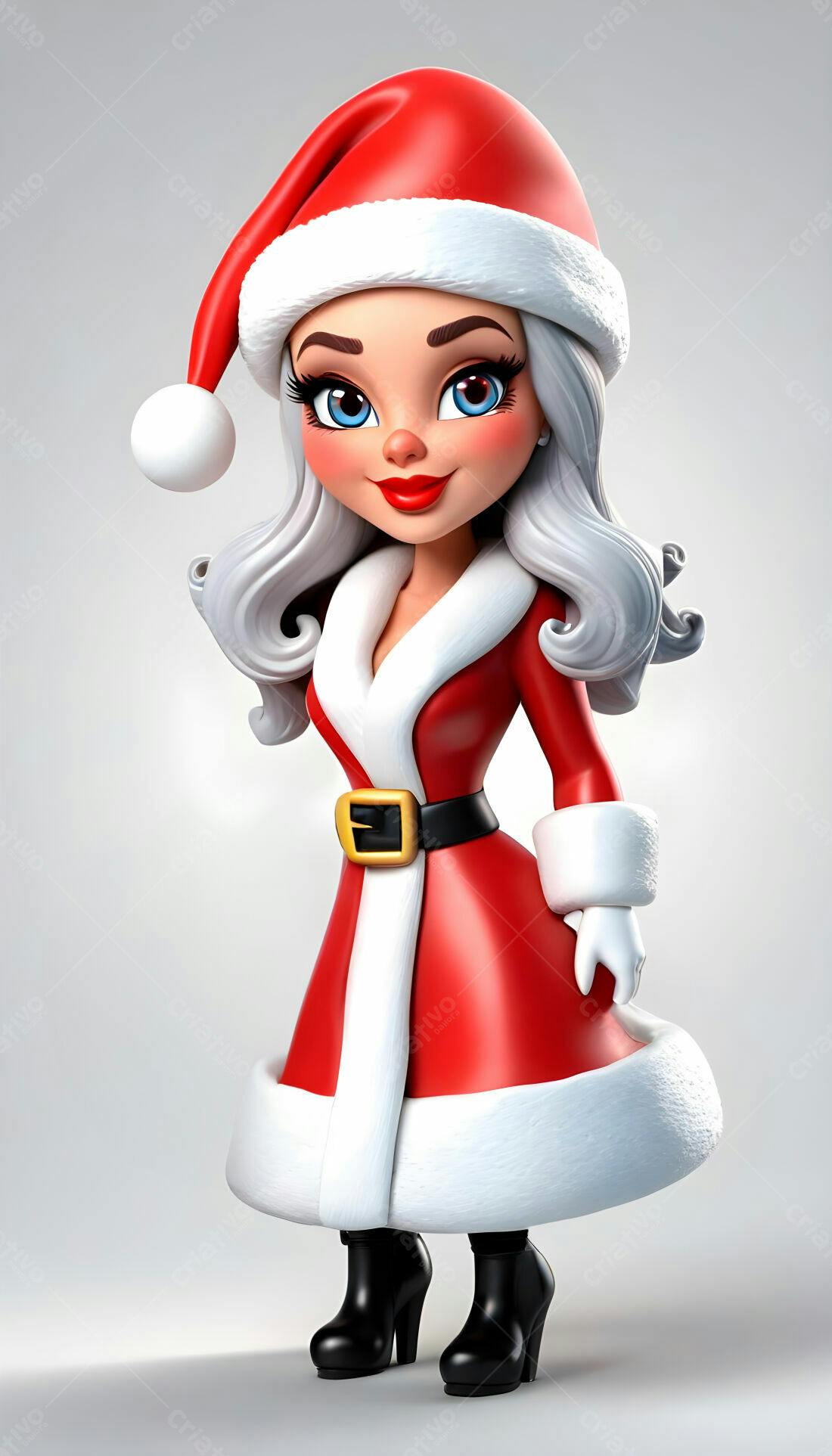 Papai Noel Moderna Traje Vermelho Natal