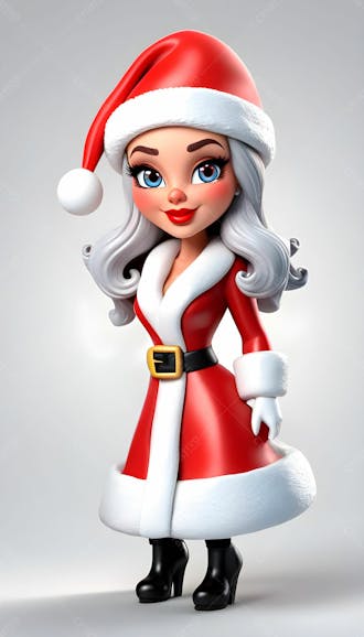 Cartoon de uma linda garota com trajes natalino 3d 66