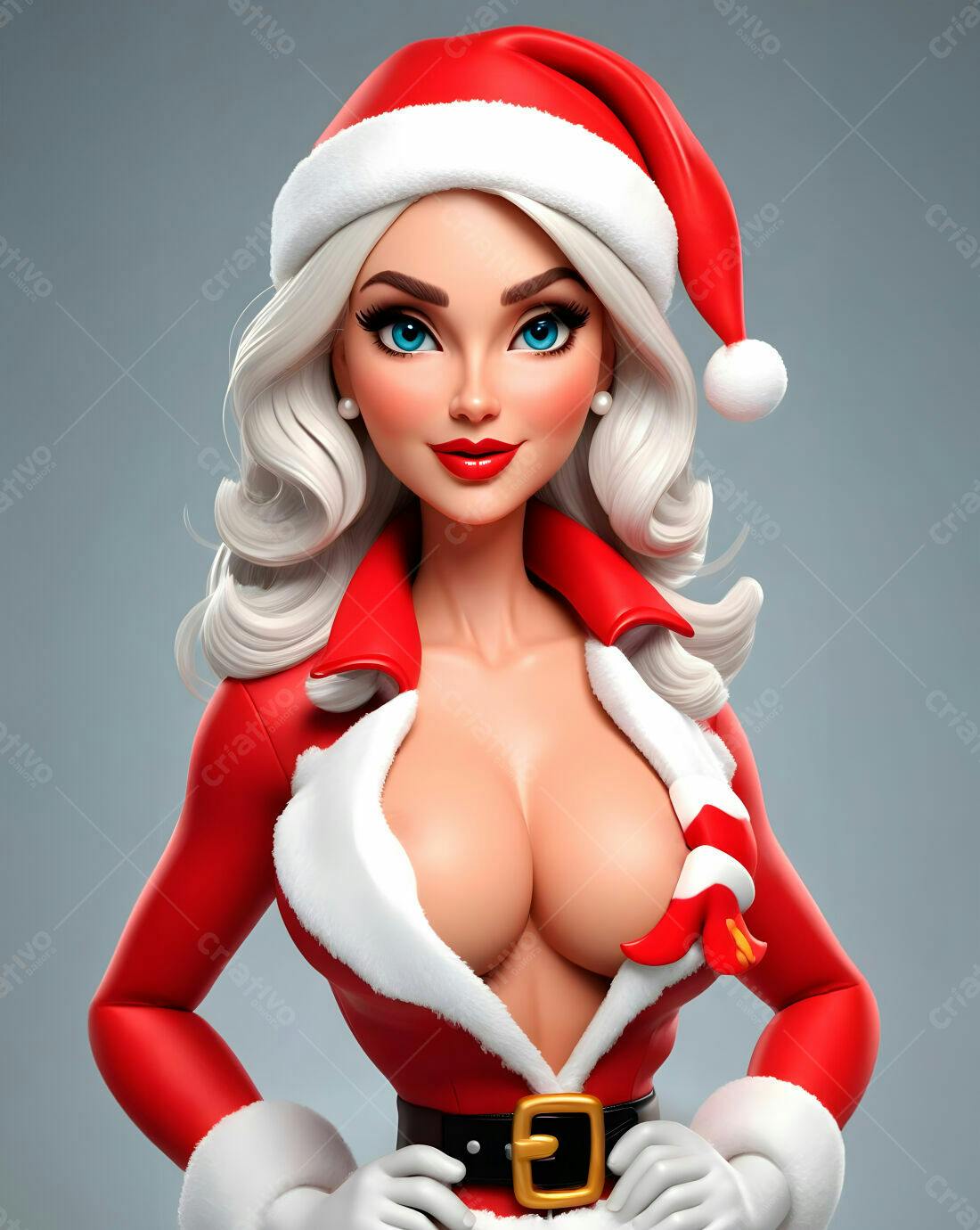 Papai Noel sensual cabelo branco Natal