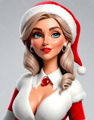 Cartoon de uma linda garota com trajes natalino 3d 69