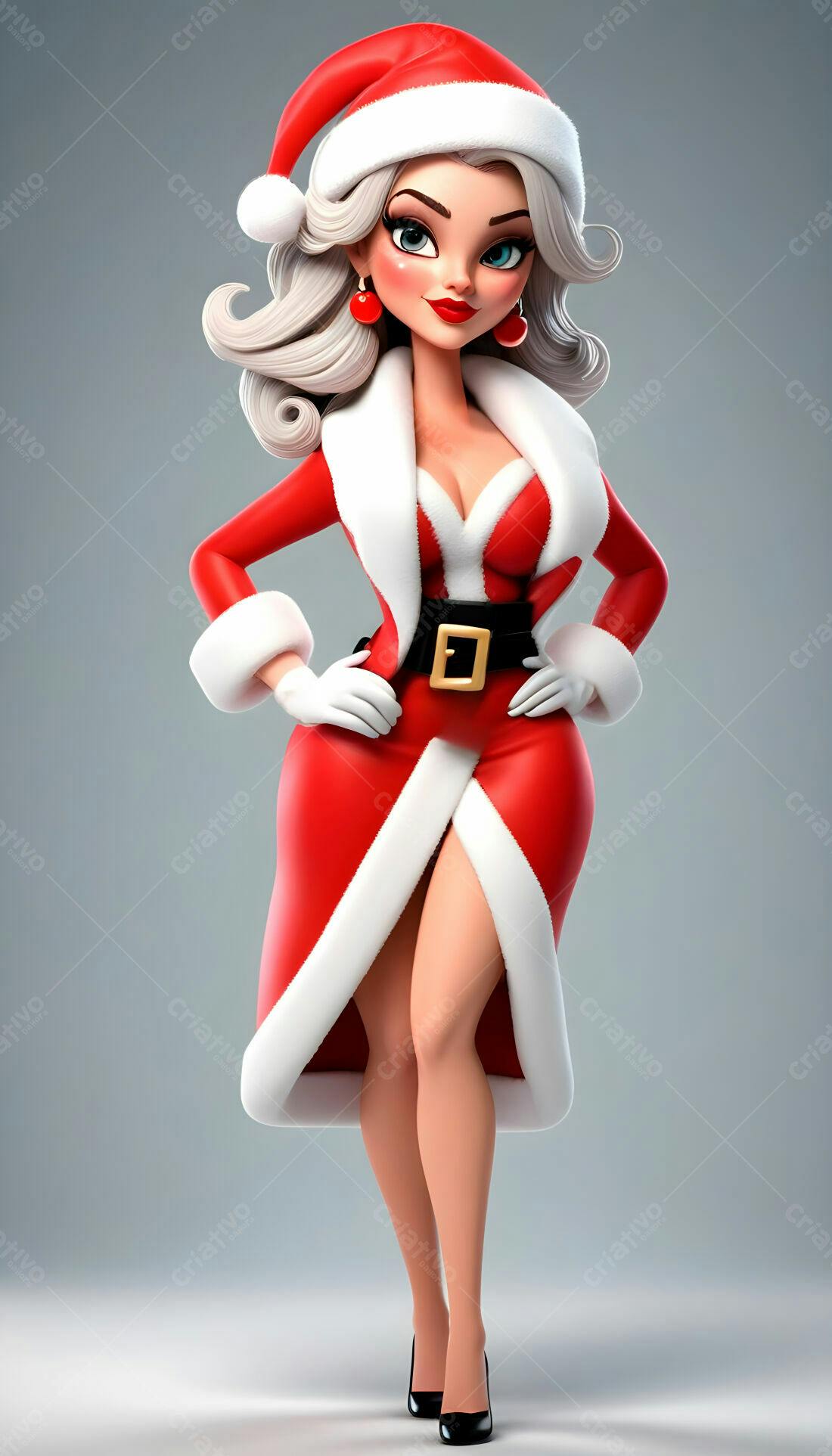 Mulher Papai Noel sensual ilustração 3D Natal