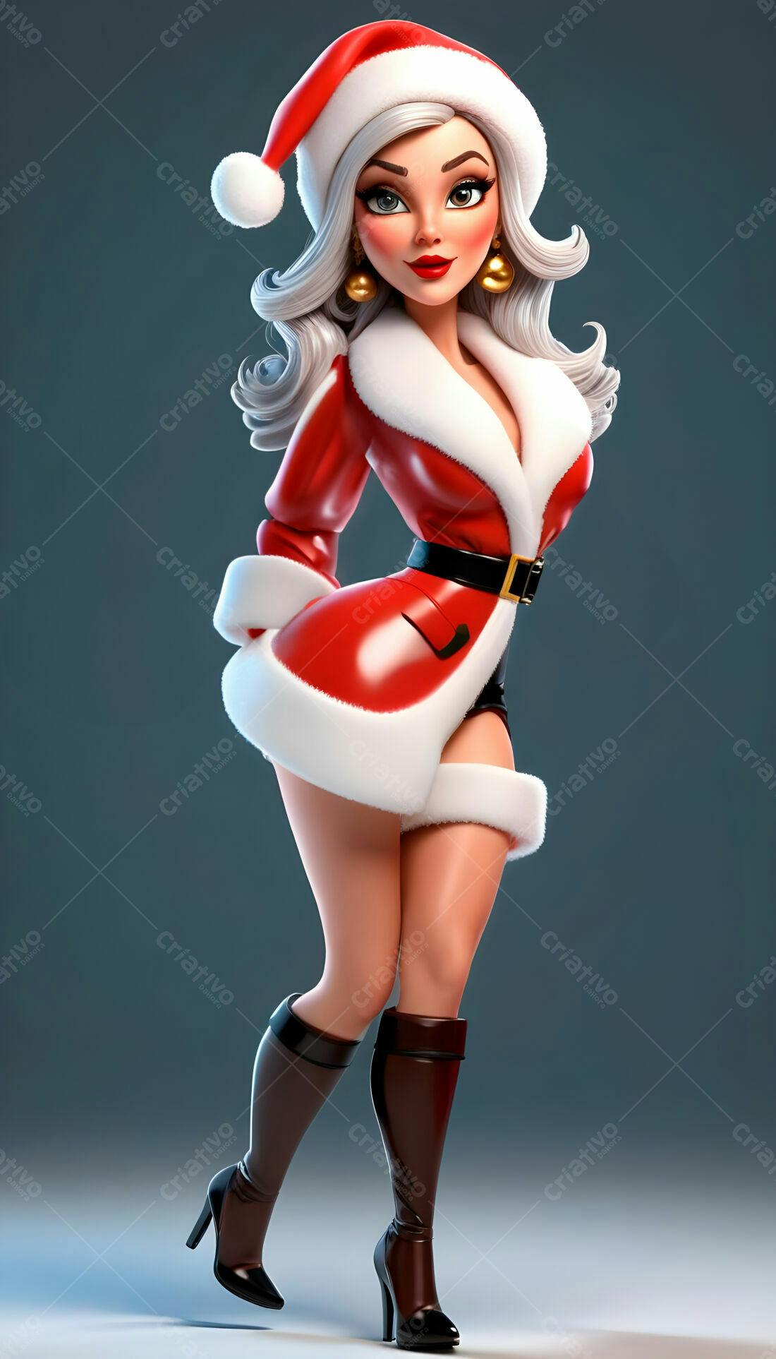 Mulher Papai Noel sensual ilustração 3D