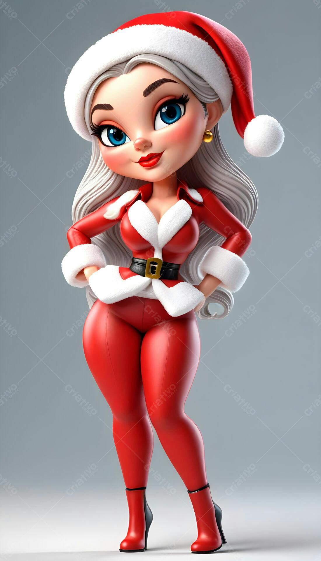 Mulher Papai Noel sensual ilustração 3D