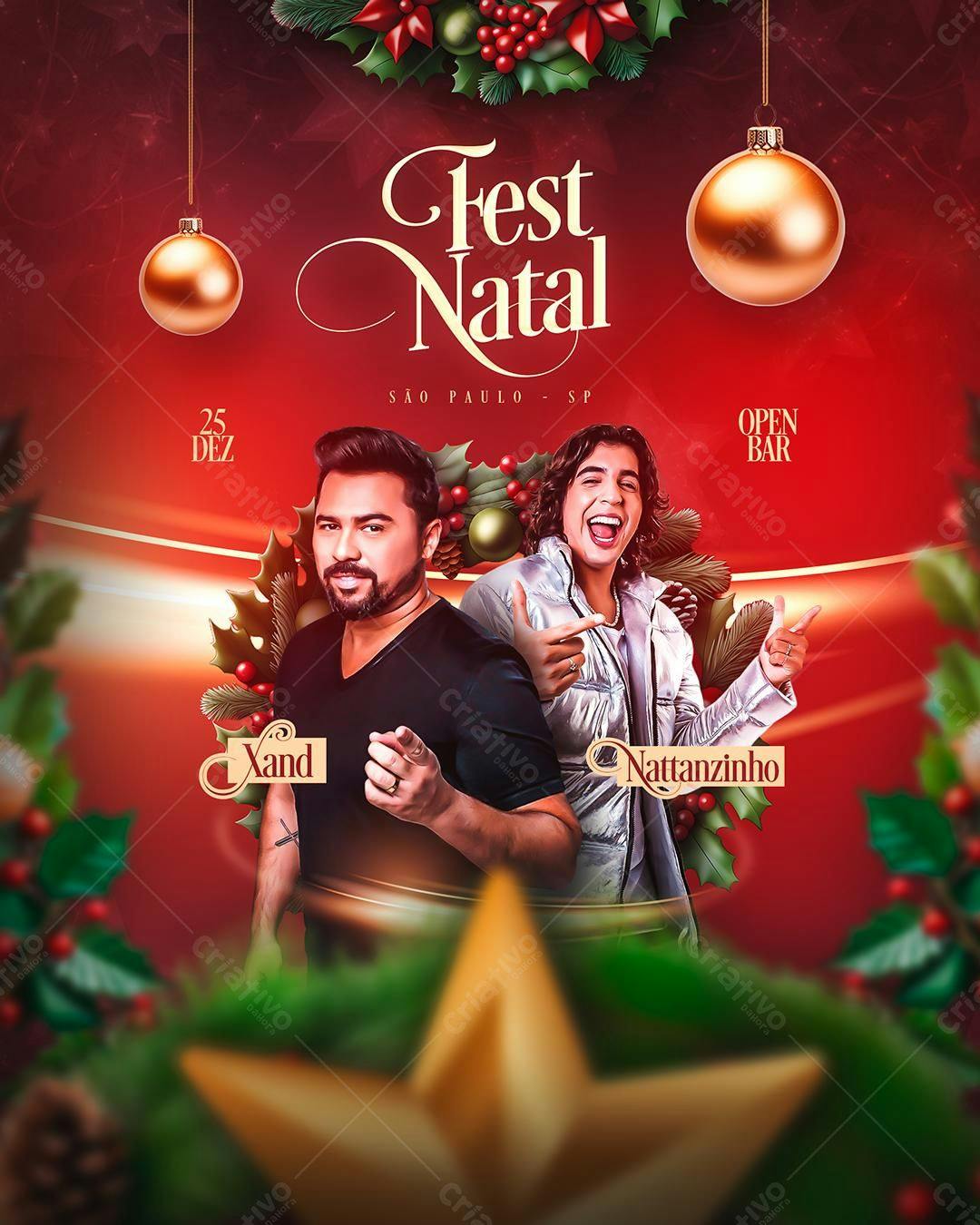 Flyer Festa de Natal com Xand Avião e Nattan PSD Editável