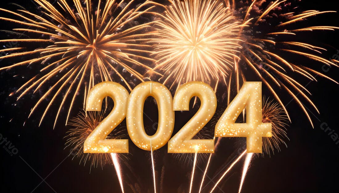 Ano Novo 2024 fogos dourados