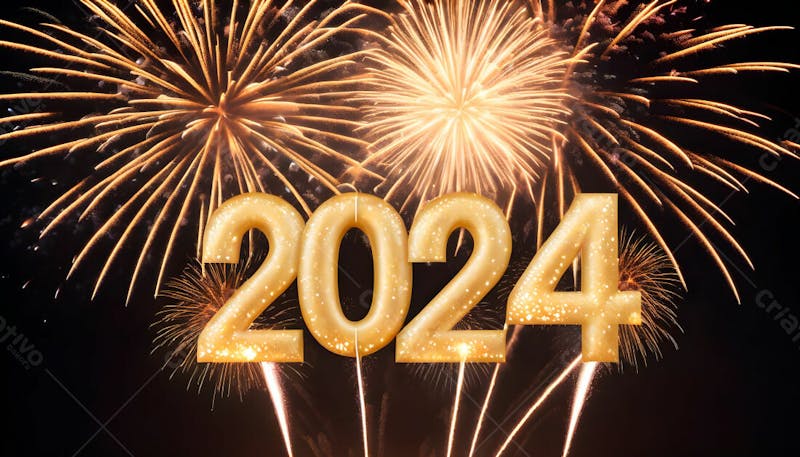 Imagem de fogos de artifício iluminando a véspera de ano novo de 20241