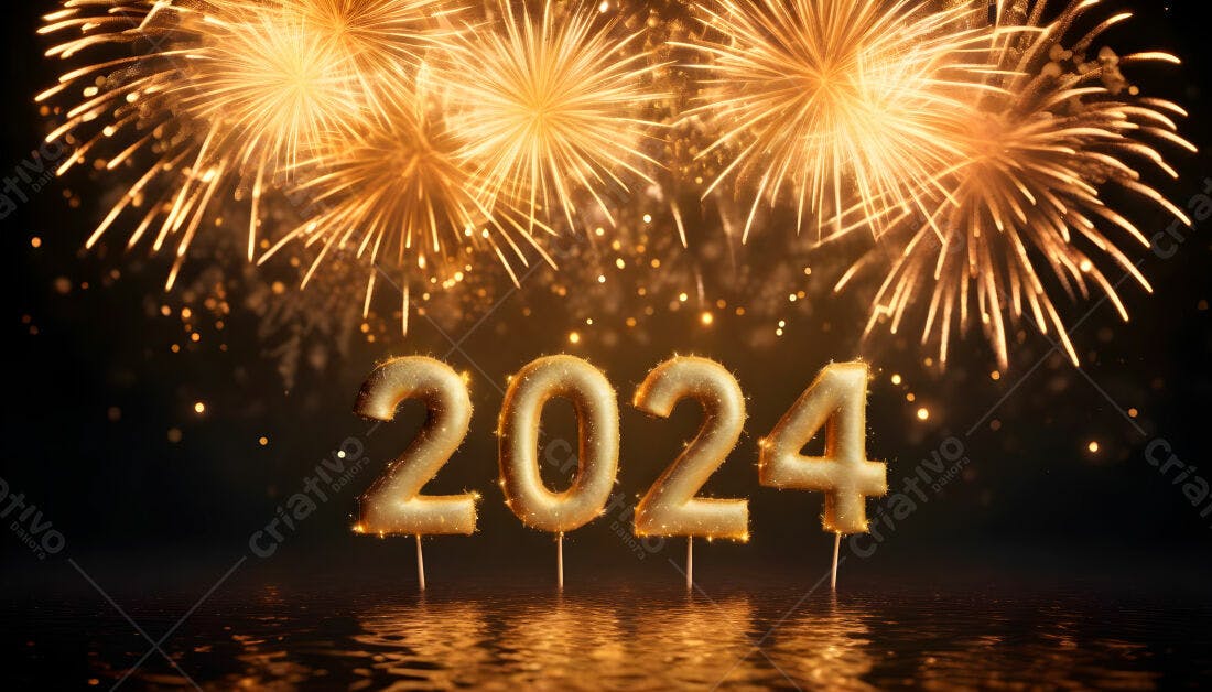 Ano Novo 2024 fogos dourados