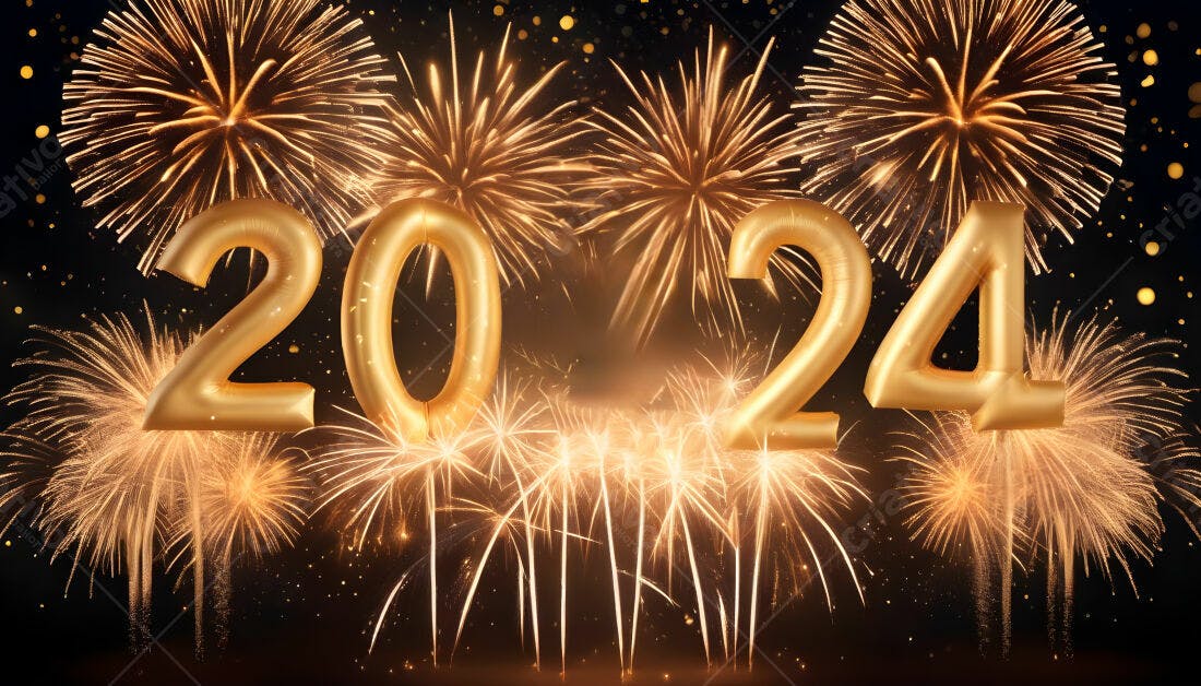 Ano Novo 2024 fogos dourados