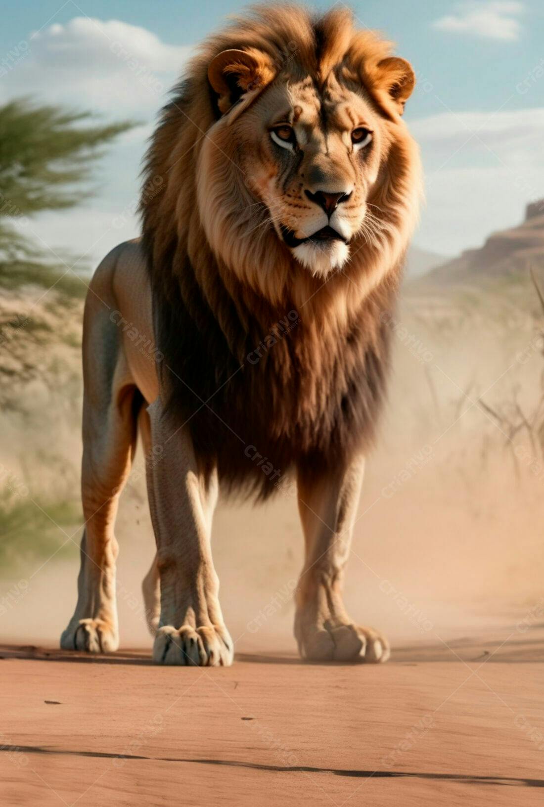 Leão na Savana Africana