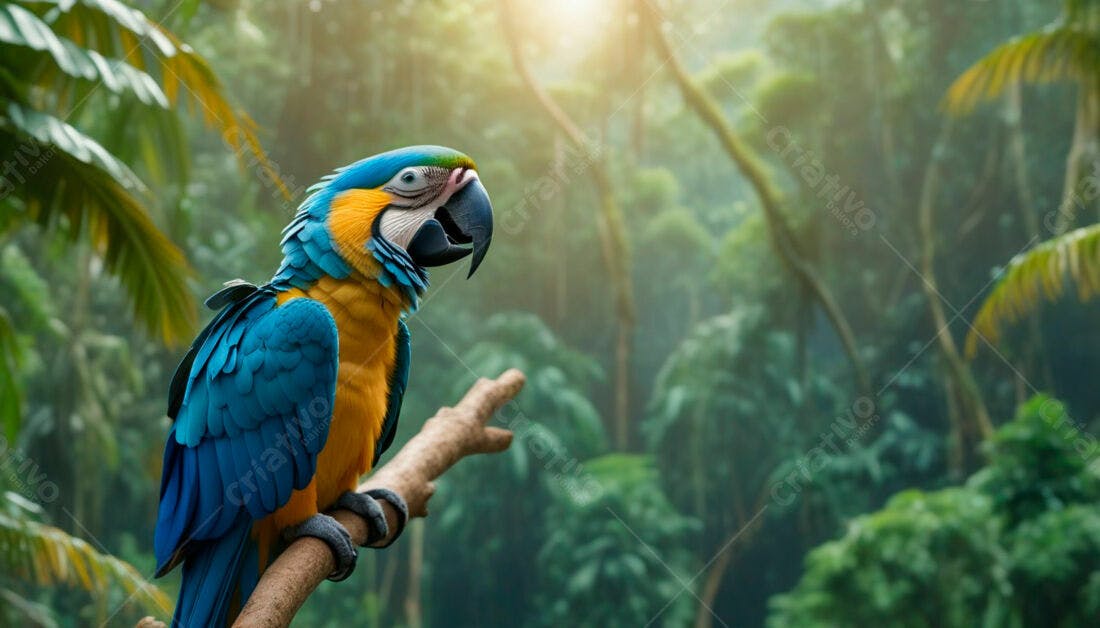 Arara-azul em floresta tropical