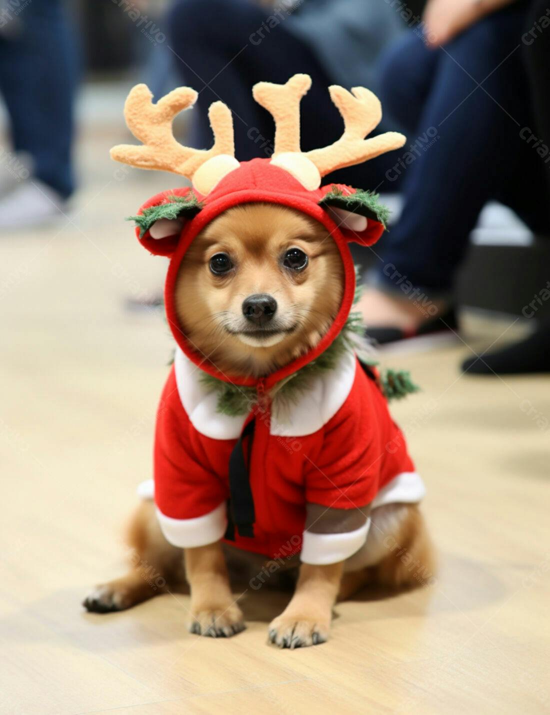 Cachorro com roupa de Papai Noel Natal