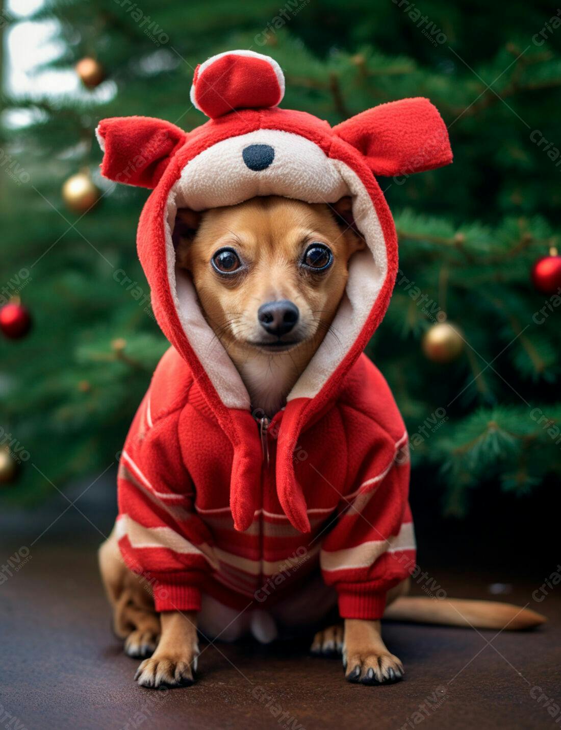 Cachorro chihuahua roupa natalina