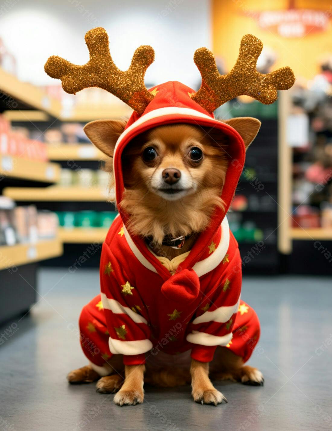 Chihuahua com roupa de Natal