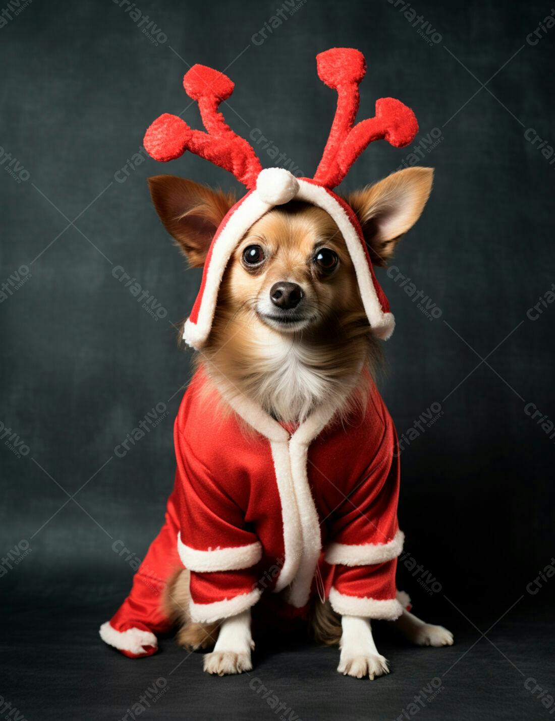 Chihuahua com roupa de Natal
