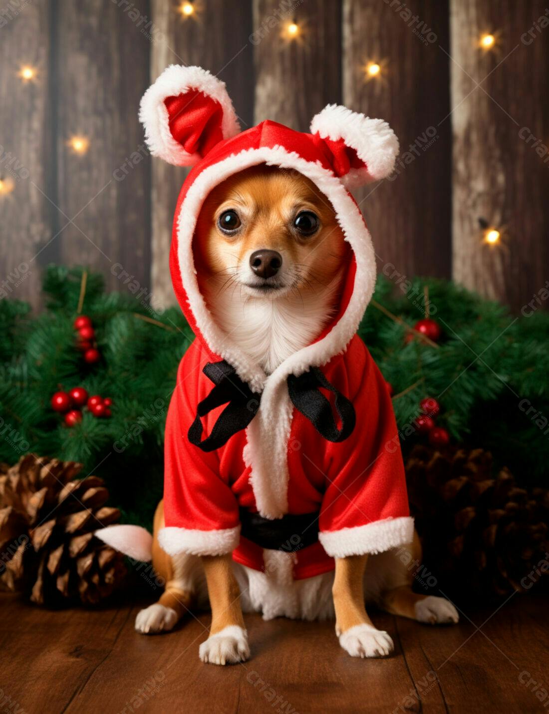 Cachorro Chihuahua Papai Noel Natal
