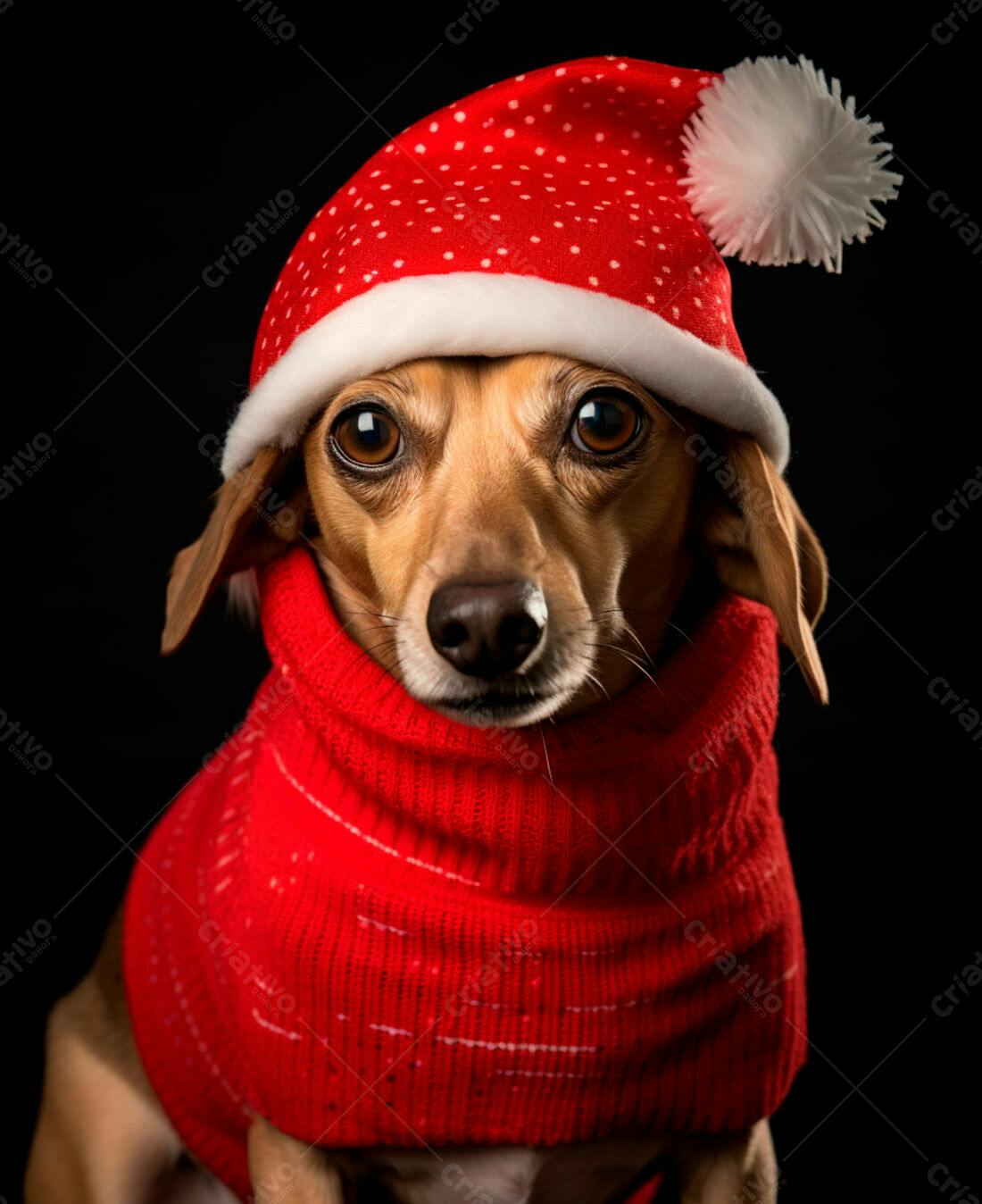 Cachorro com roupa natalina