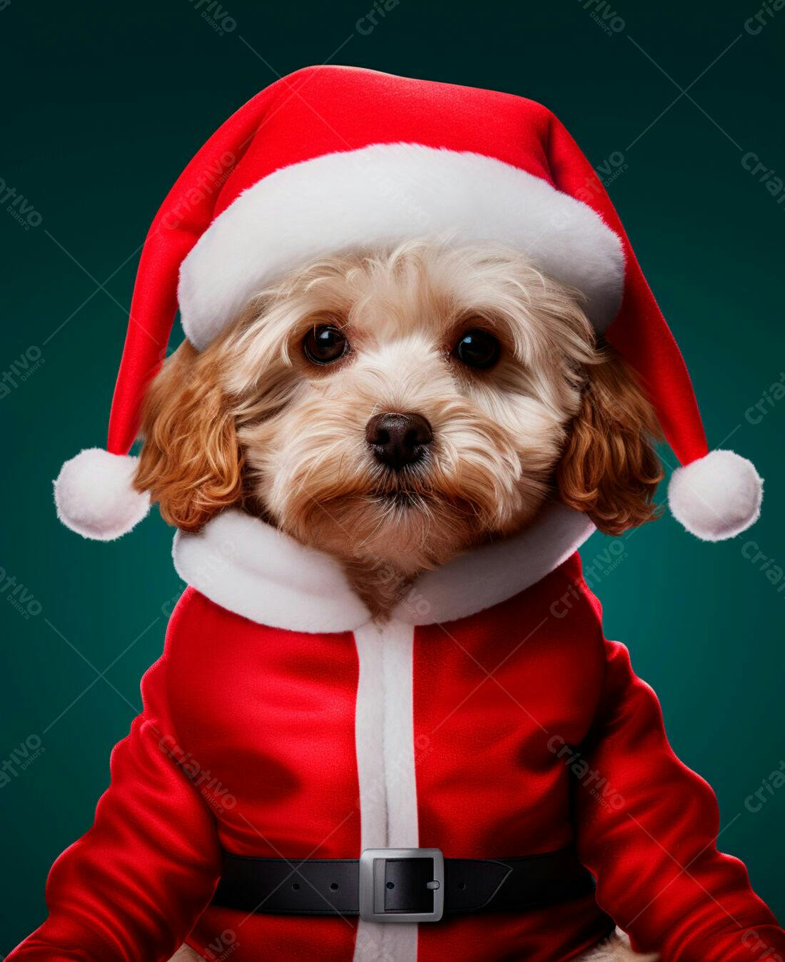 Cachorro Maltês Papai Noel Natal