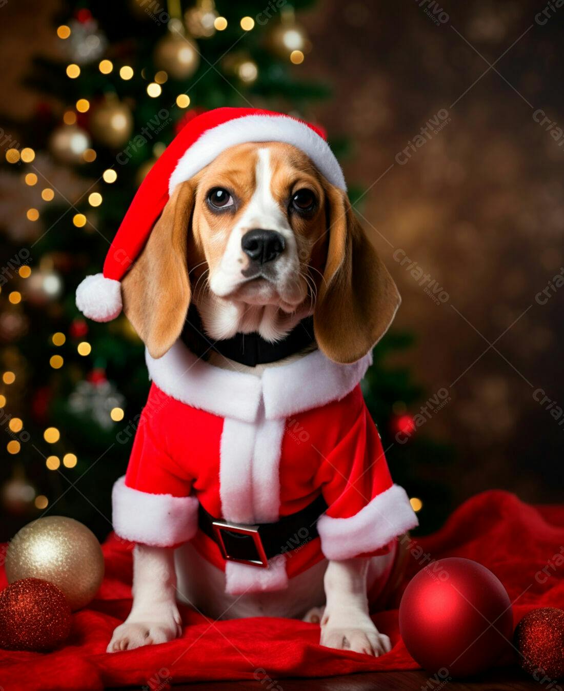 Cachorro Beagle Papai Noel Natal