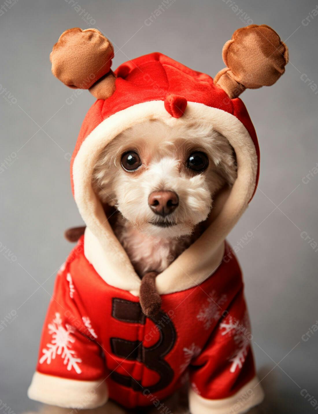 Cachorro fofo com roupa de Natal