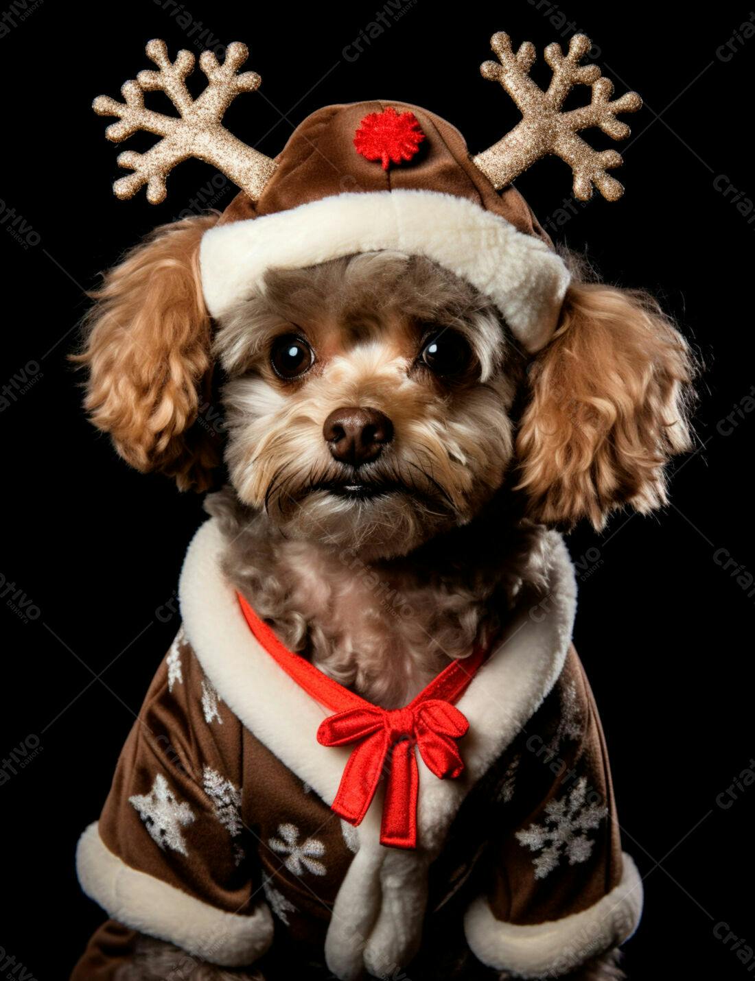 Cachorro Maltês em Fantasia de Natal