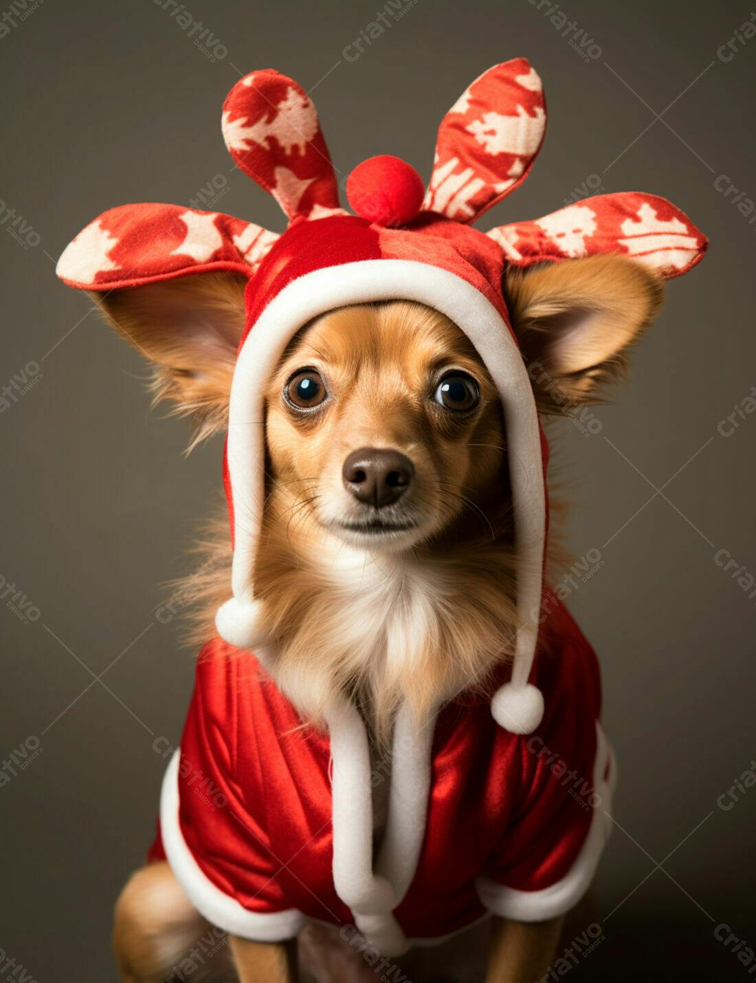 Cachorro fofo com roupa de Natal