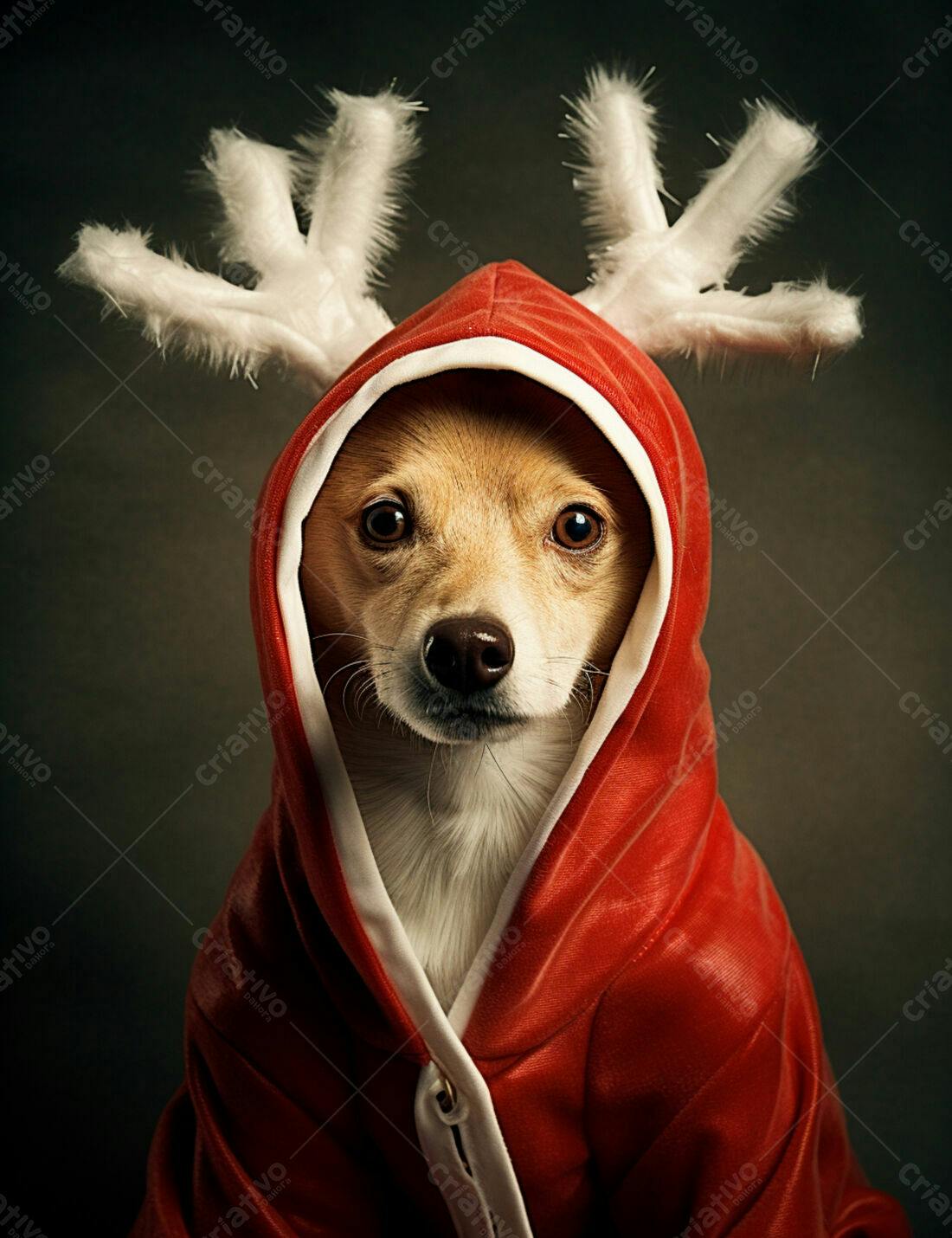 Cachorro com roupa de Papai Noel Natal