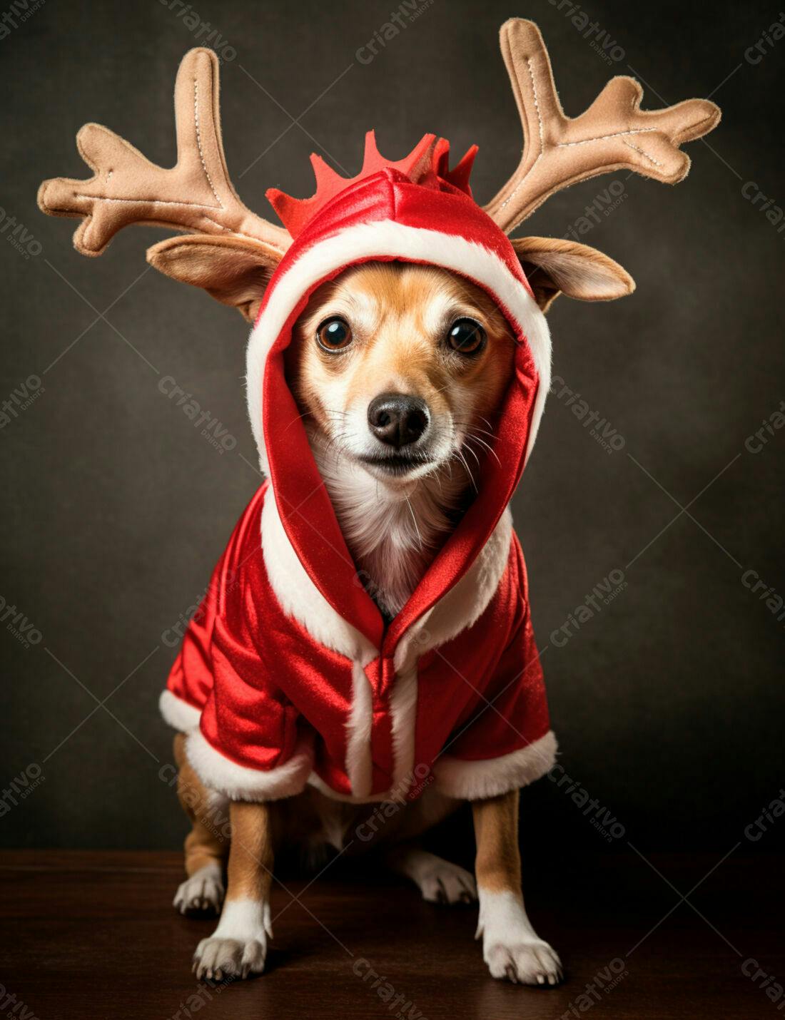 Cachorro com fantasia de Natal
