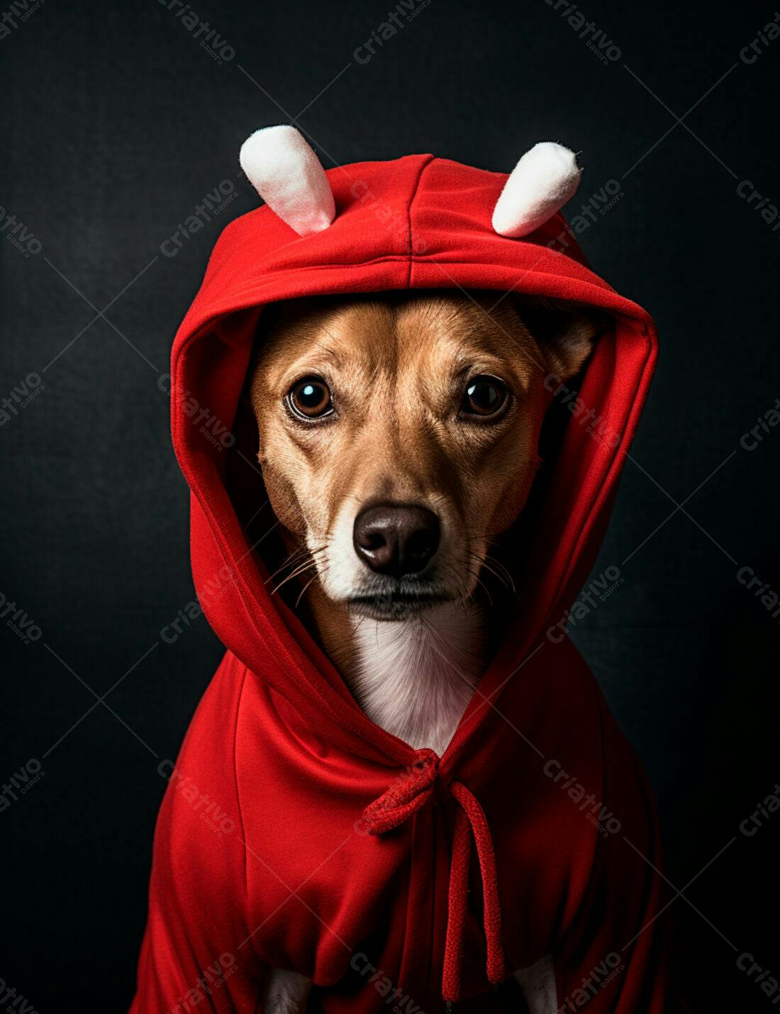 Cachorro vestindo moletom vermelho