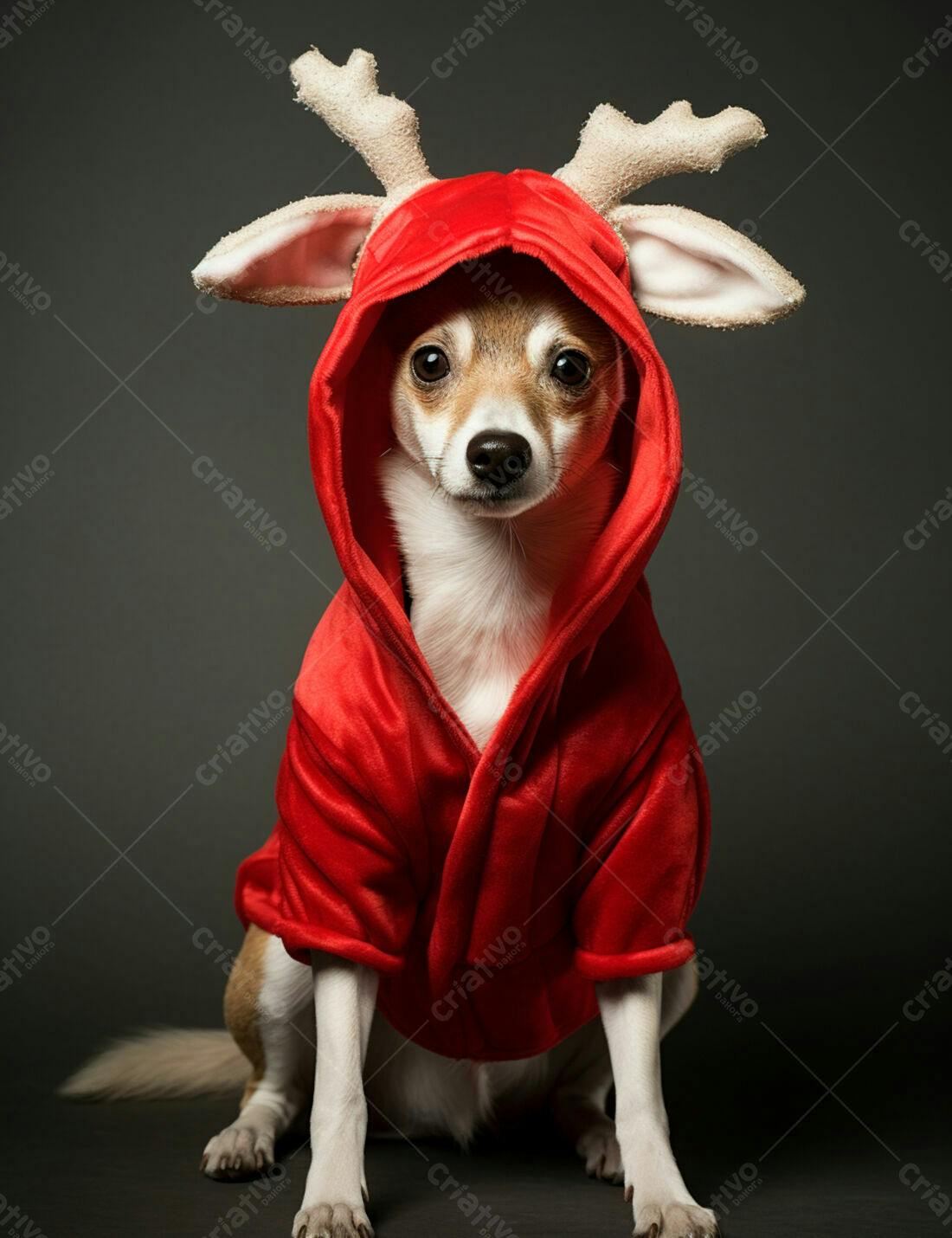 Cachorro com roupa de rena Natal