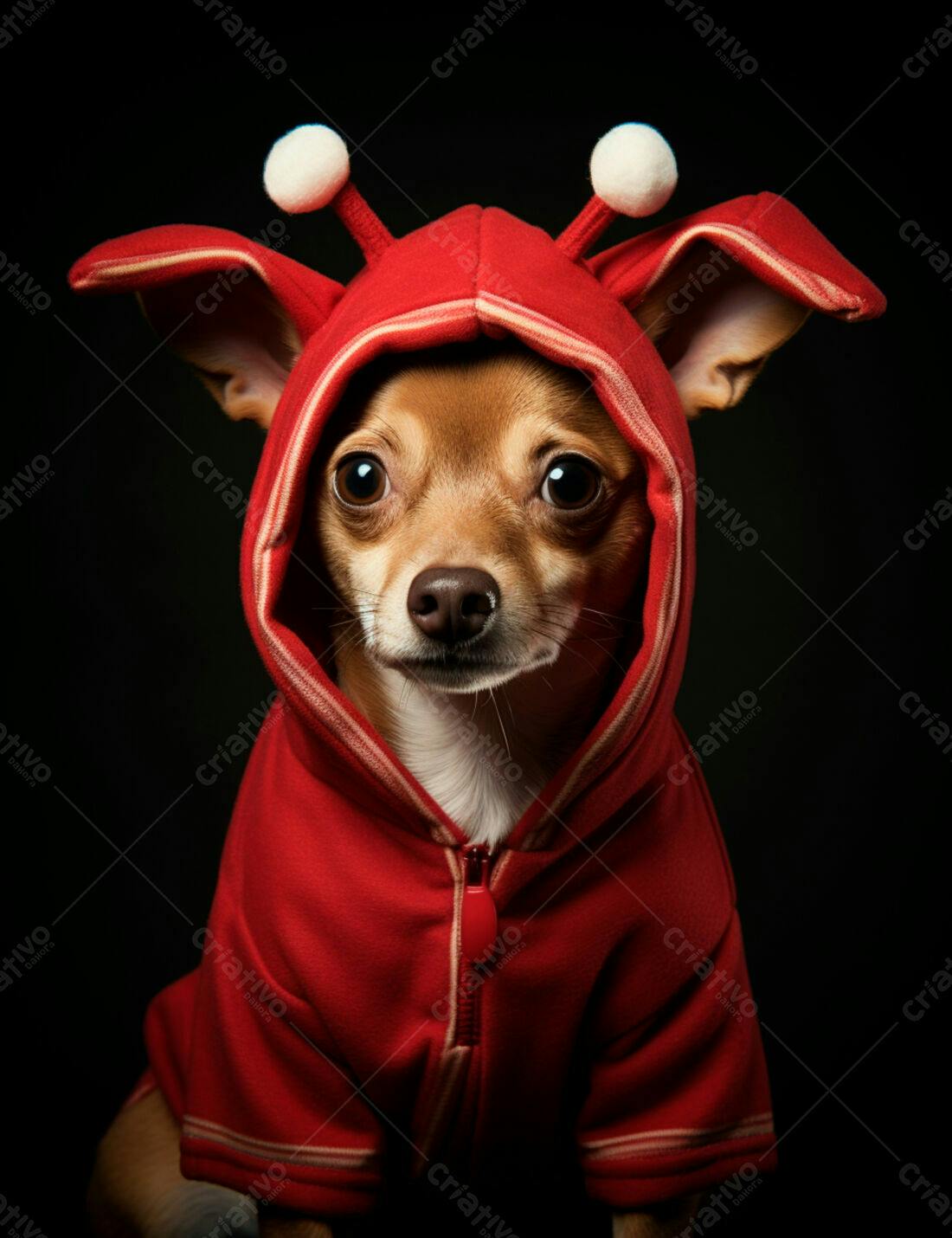 Chihuahua fofo com roupa vermelha