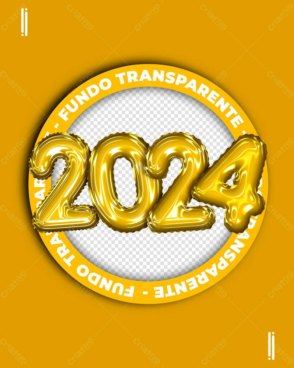 ANO NOVO - 2024 | BALÕES 3D | ELEMENTO 3D | IMAGEM SEM FUNDO | PSD