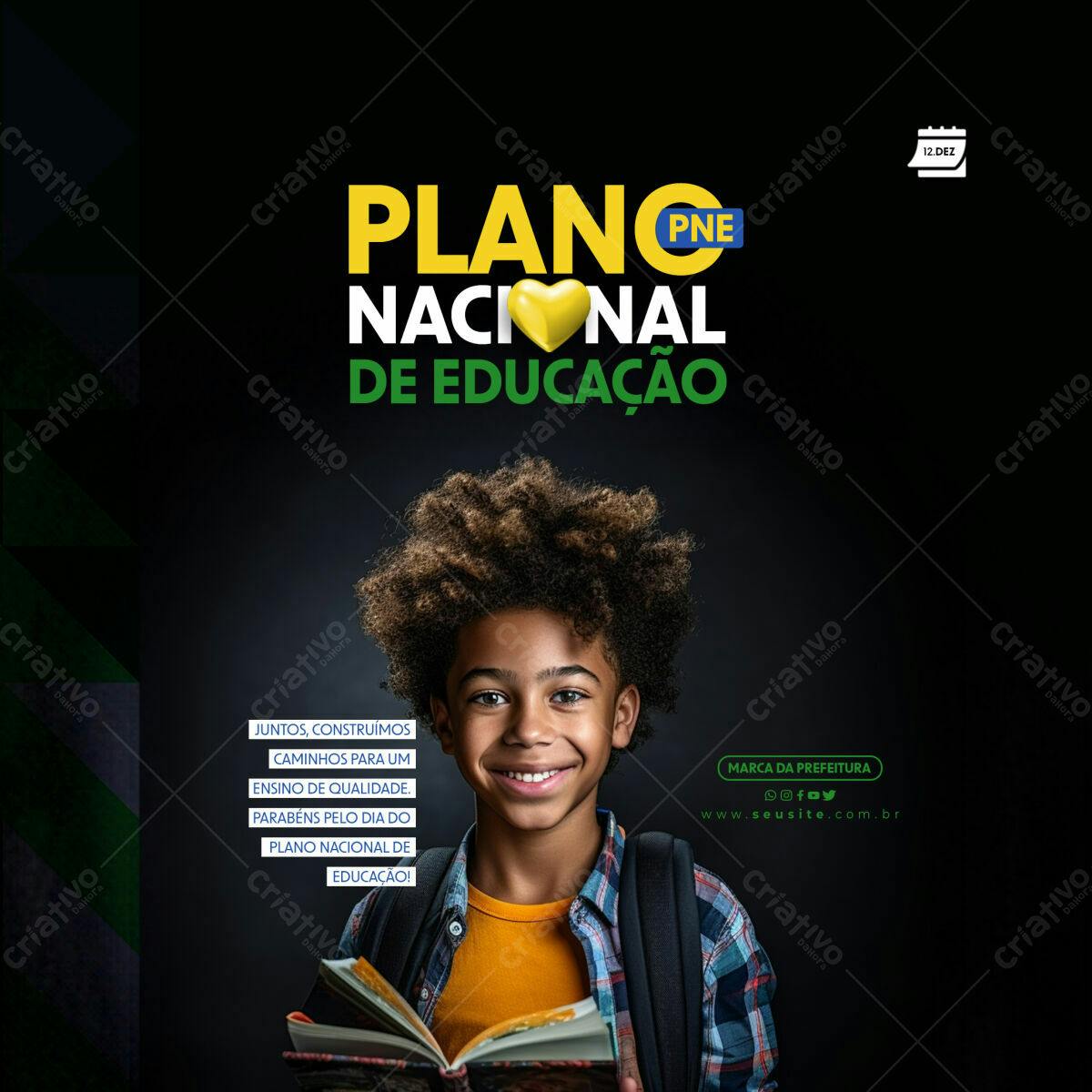 PSD para o Dia do Plano Nacional de Educação Editável