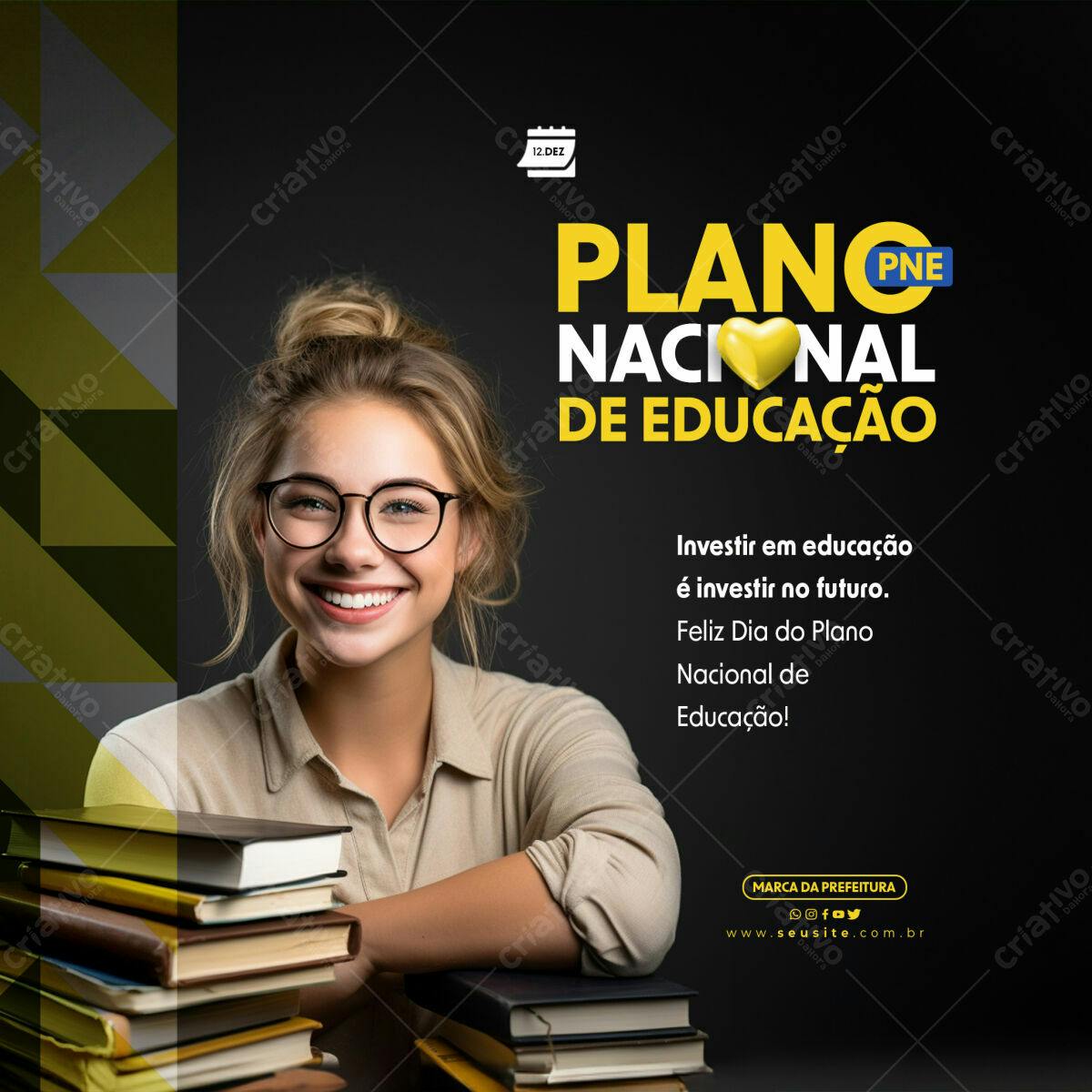Post para Dia do Plano Nacional de Educação PSD Editável