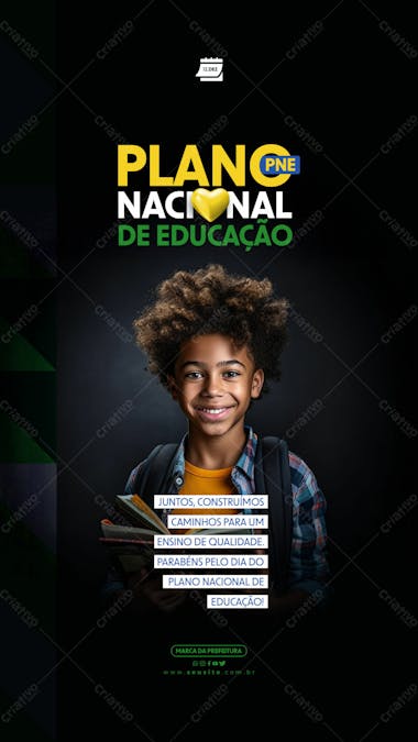 Story dia do plano nacional de educação ensino de qualidade