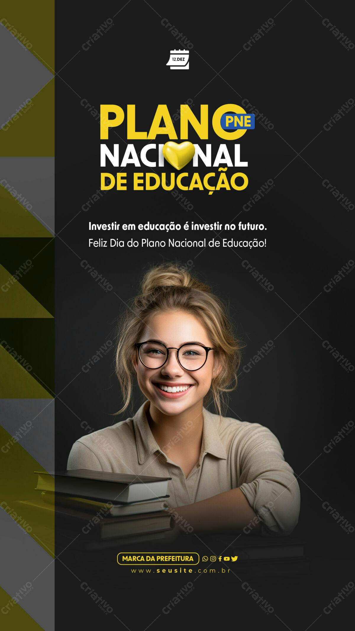 Flyer Dia do Plano Nacional de Educação PSD Editável