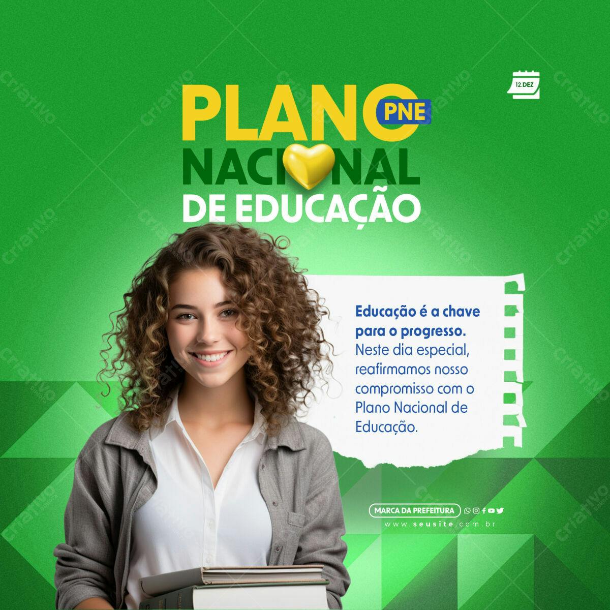 Post para o Dia do Plano Nacional de Educação PSD Editável