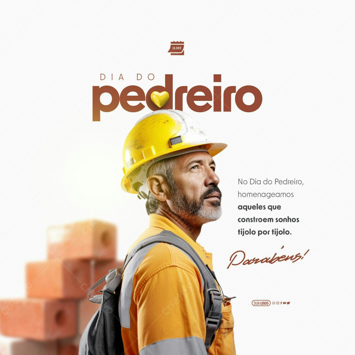 Postagem Dia do Pedreiro PSD Editável