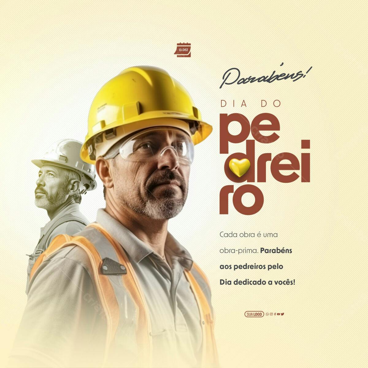 Postagem Dia do Pedreiro PSD Editável
